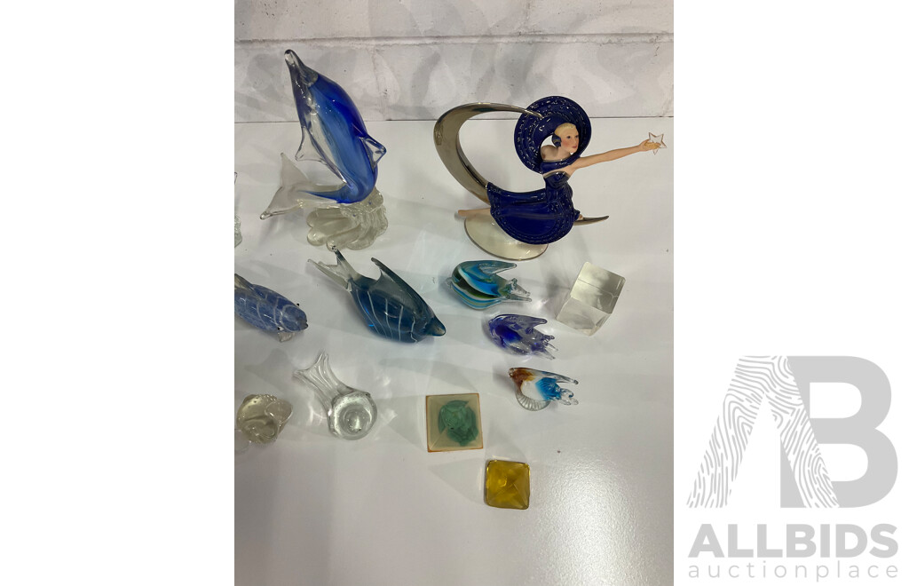 Assorted  Art Glass Collection, Including Franklin Mint Moonlight in Platinum Sculpture - Lot of 17