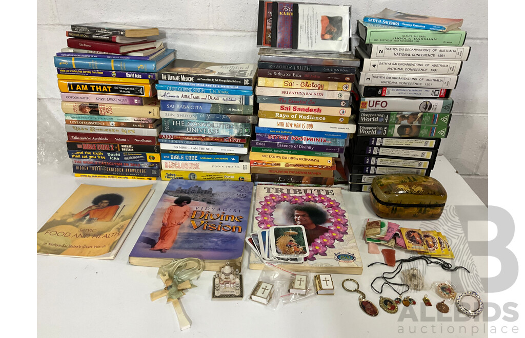 Huge Collection of Sai Baba Books, Video Tapes, CD's and More
