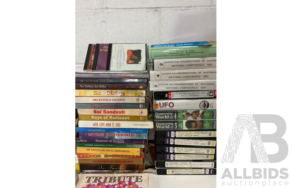 Huge Collection of Sai Baba Books, Video Tapes, CD's and More