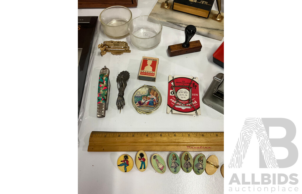 Legends of the Anzacs 2017 Coin Album, Austrtalia Commonwealth Bank 1992 80 Years Anniversary Medal, Assorted Collection of Office Supplies, Pyramid Style Desk Organiser and More