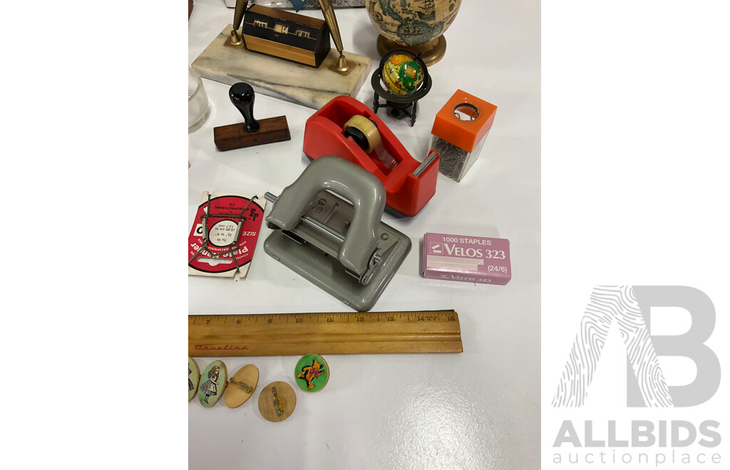 Legends of the Anzacs 2017 Coin Album, Austrtalia Commonwealth Bank 1992 80 Years Anniversary Medal, Assorted Collection of Office Supplies, Pyramid Style Desk Organiser and More