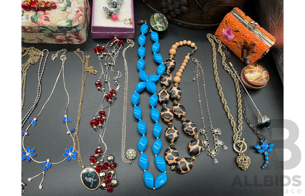 Assorted Costume Jewellery - Bracelets, Earrings, Necklaces, Rings, Musical Jewellery Boxes and More