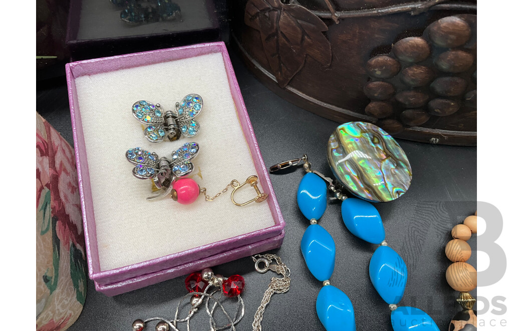 Assorted Costume Jewellery - Bracelets, Earrings, Necklaces, Rings, Musical Jewellery Boxes and More