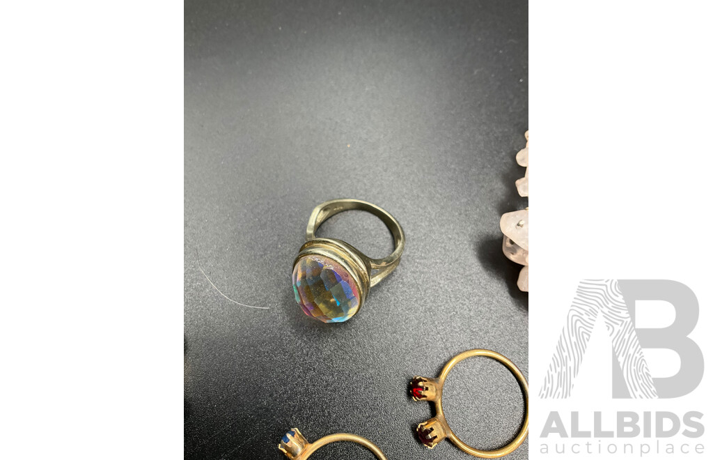 Assorted  Jewellery - Bracelets, Earrings, Necklaces, Rings Including Pearl Necklace, Bone Necklace, Silver Necklace, Agate Pendant and Bracelet and More - Lot of 15