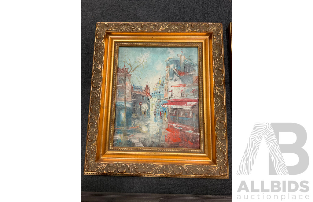 Unknown Artists , Oil on Board, One Print - Lot of 7