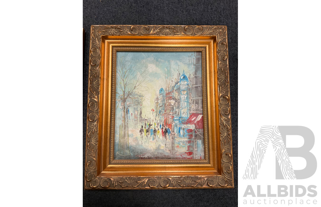 Unknown Artists , Oil on Board, One Print - Lot of 7