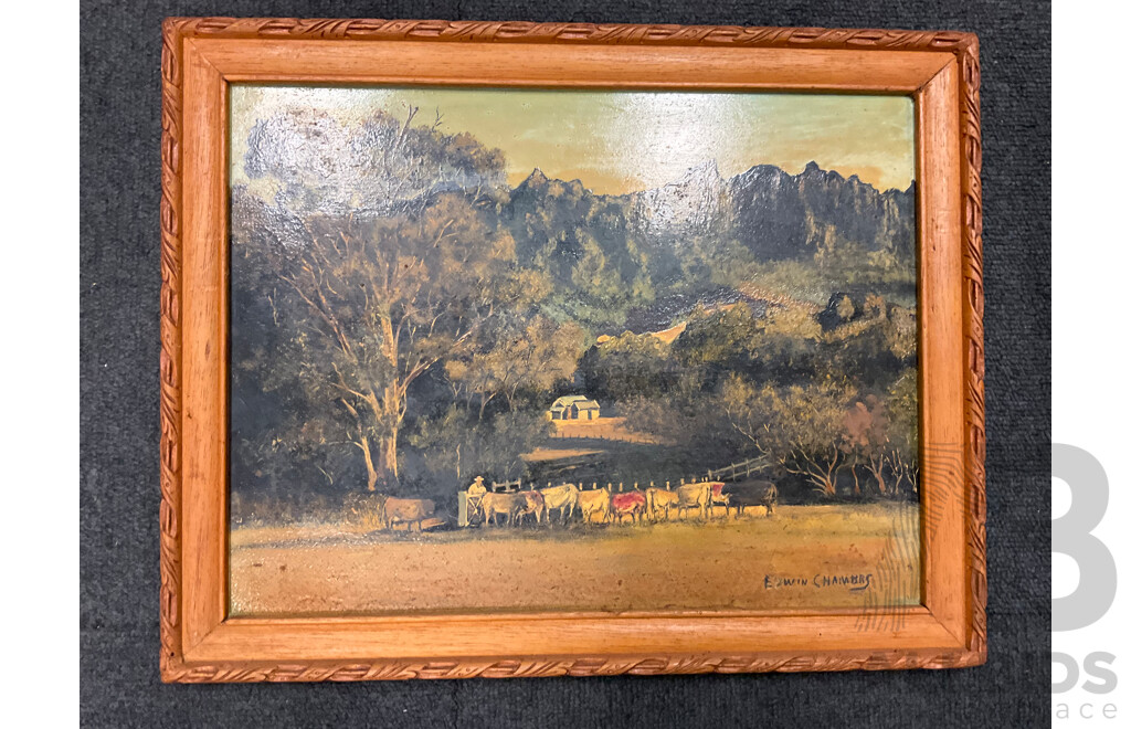 Edwin Chambers, Oil on Board X3, One Unknown Artist, Oil on Board - Lot of 4