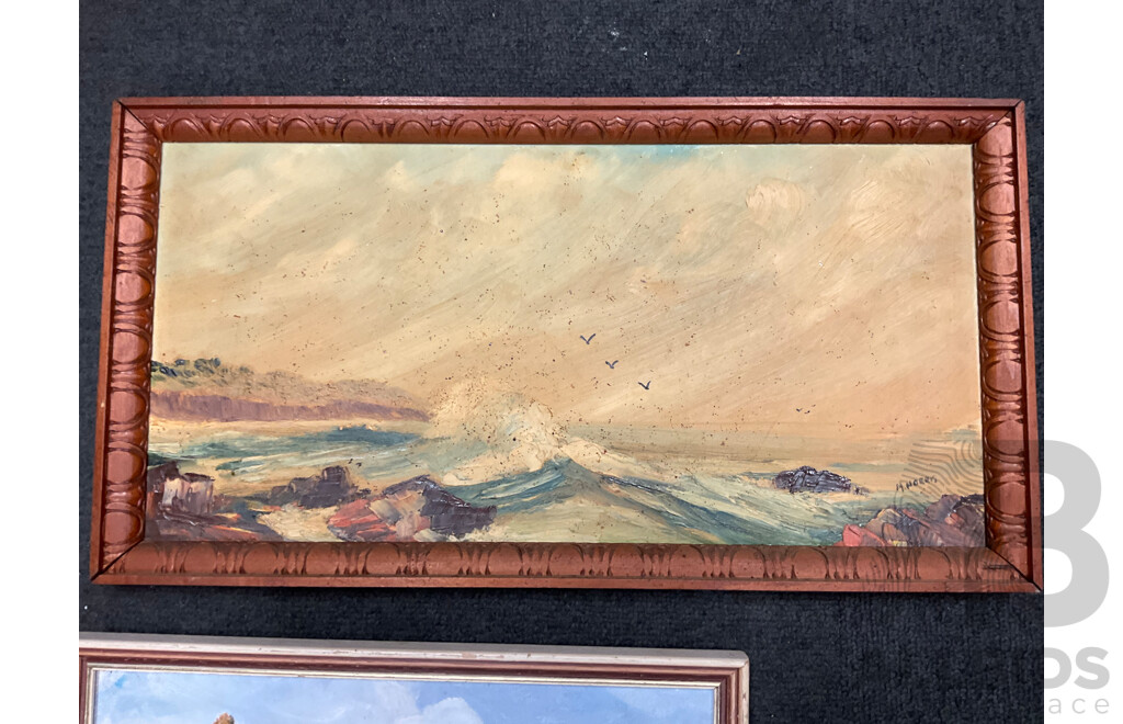 Assorted Paintings - Oil on Board by Unknown Artist 6x, One Print -  Lot of 7