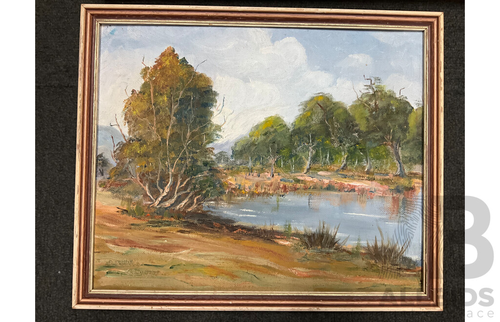 Assorted Paintings - Oil on Board by Unknown Artist 6x, One Print -  Lot of 7