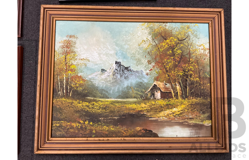 Assorted Paintings - Oil on Board by Unknown Artist 6x, One Print -  Lot of 7