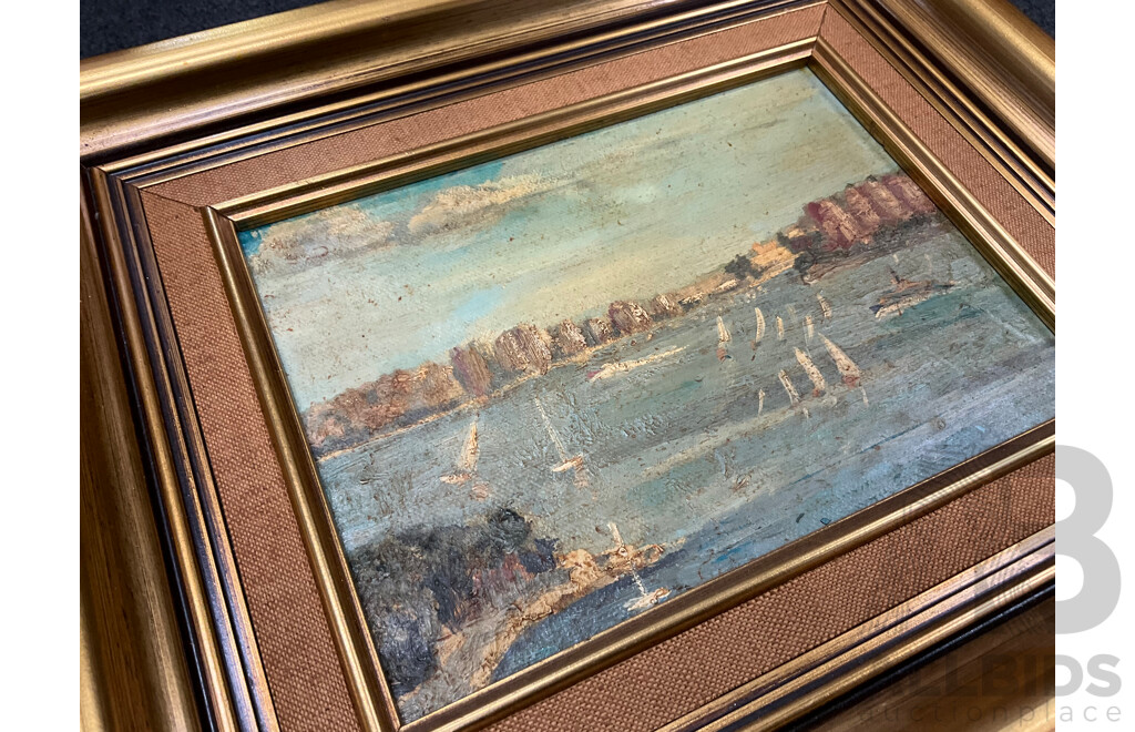 John Biasetto “Near Grafton”, Carol Dixon “Collectors”, E. Mol Dehle “Girl Drying Her Hair”, Anne Dunne “ Lake Hayes”, M. Miles “Neutral Bay”- Oil on Board, Lot of 5
