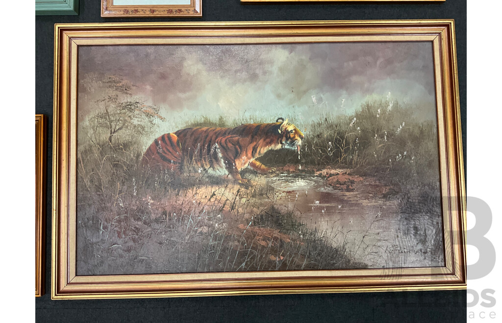 Assorted Large Paintings and Frames - Oil on Board - Lot of 8