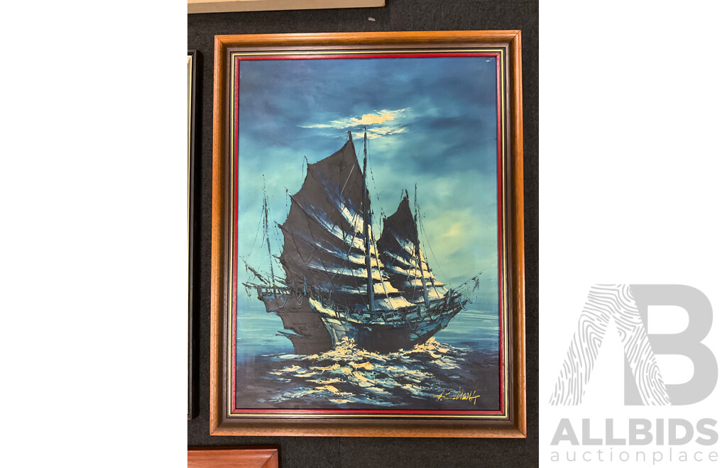 Assorted Large Paintings - Oil on Board 3x, Oil on Canvas 3x - Lot of 6