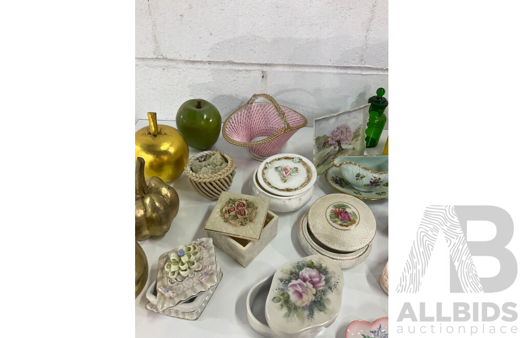 Assorted Porcelain Collection, Trinket Boxes, Plates - Crown Ducal and Others and More