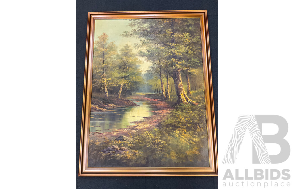 Artist Unknown - “Wilderness River Forest” Framed - Oil on Board