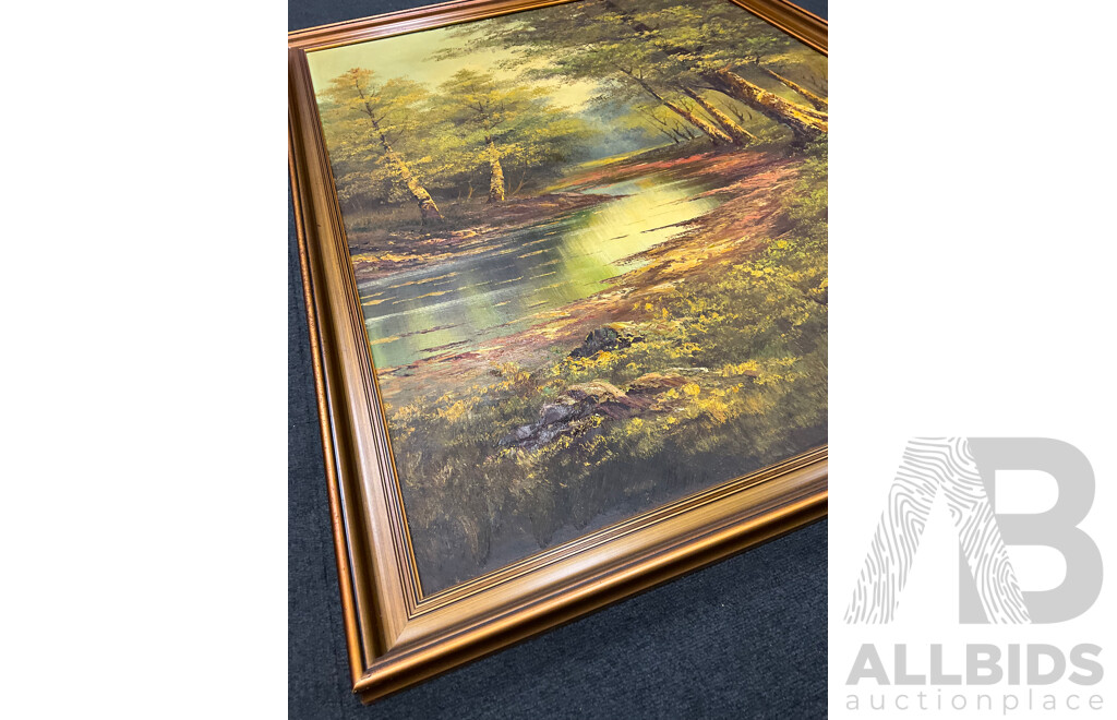 Artist Unknown - “Wilderness River Forest” Framed - Oil on Board