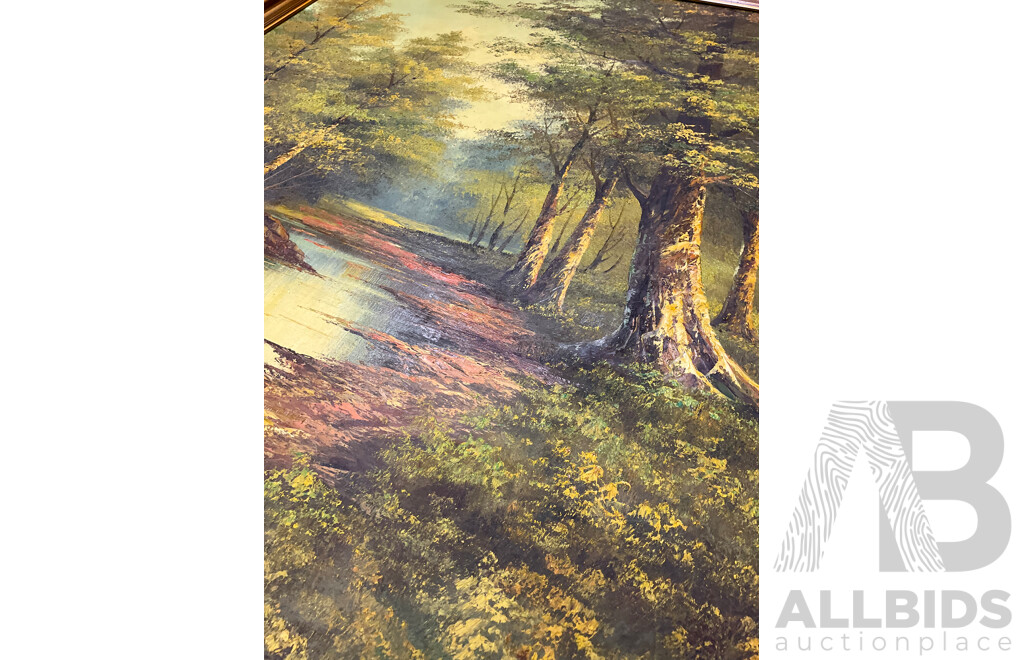 Artist Unknown - “Wilderness River Forest” Framed - Oil on Board
