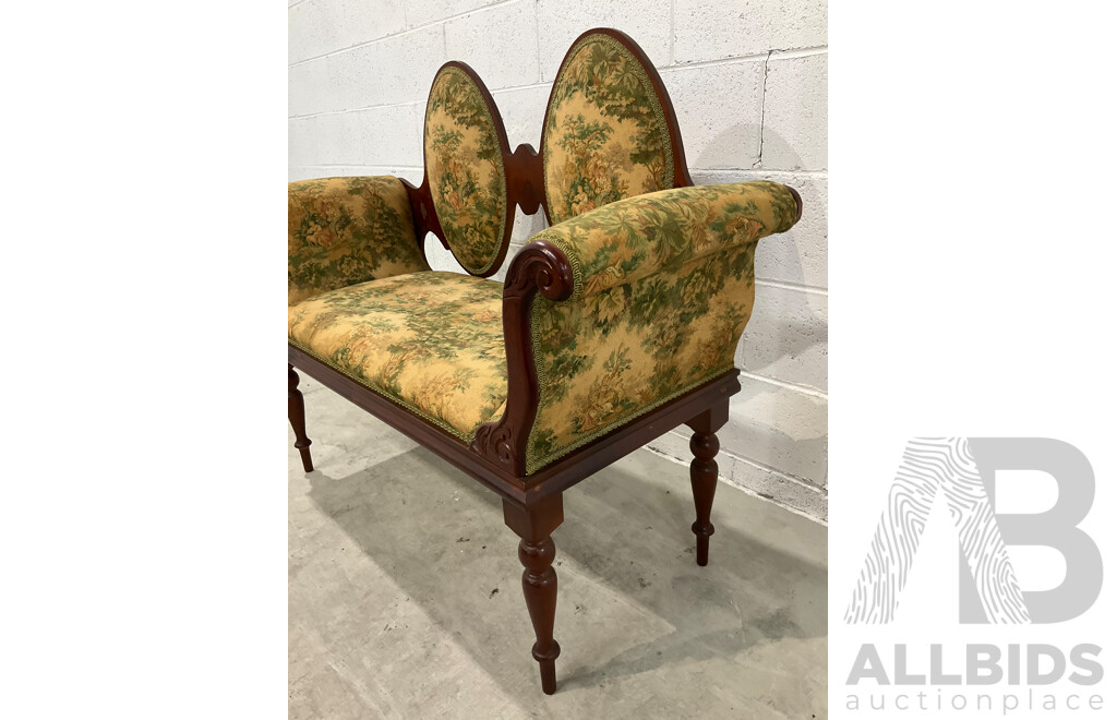 Edwardian Style Double Cameo Back Settee with Tapestry Upholstery