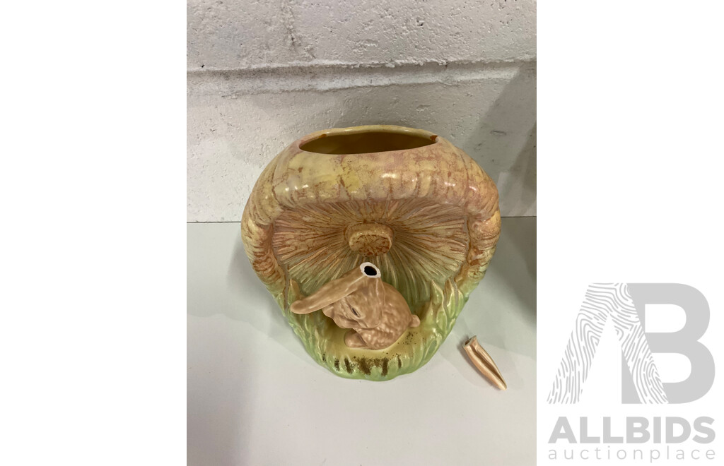 Rabbit Green Decorative Art Deco Pottery - One Marked SylvaC  - Lot of 2