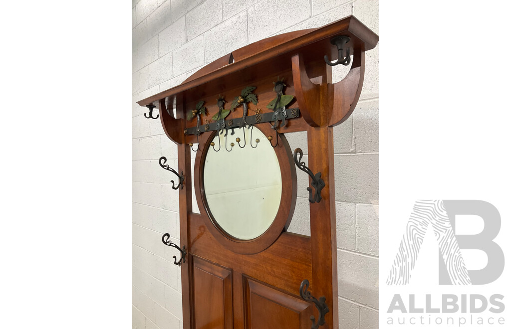 Queensland Maple Hall Stand with Lift Up Seat and Mirror