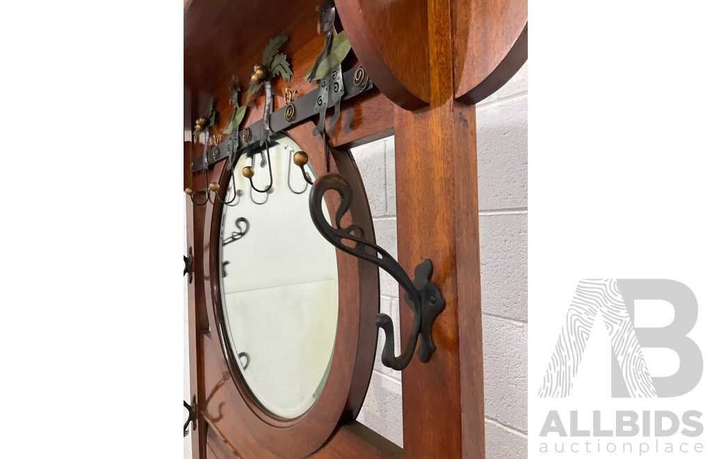 Queensland Maple Hall Stand with Lift Up Seat and Mirror