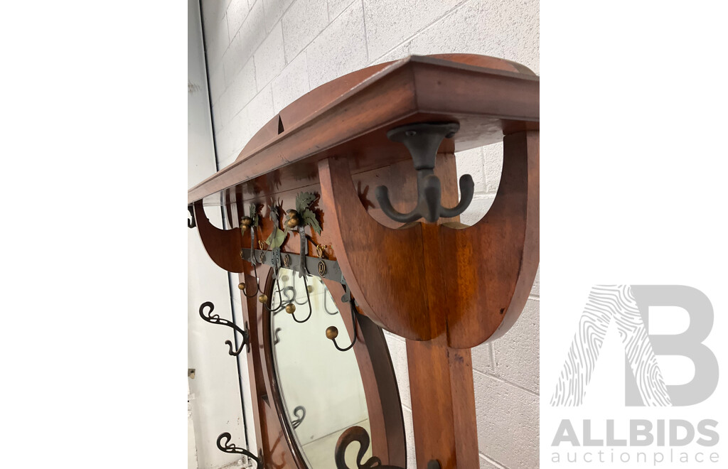 Queensland Maple Hall Stand with Lift Up Seat and Mirror