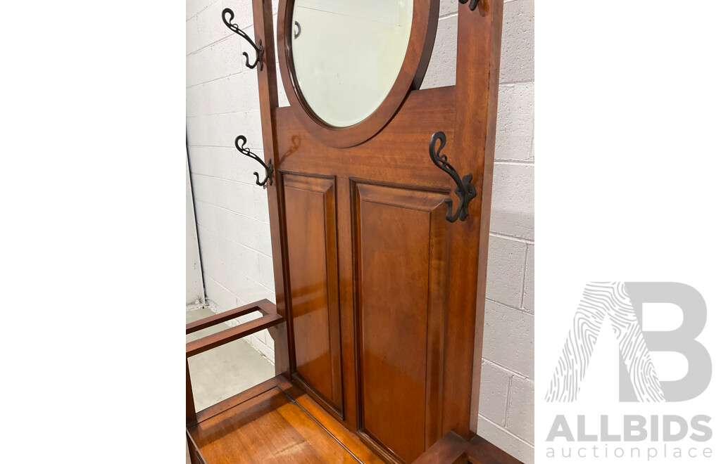 Queensland Maple Hall Stand with Lift Up Seat and Mirror