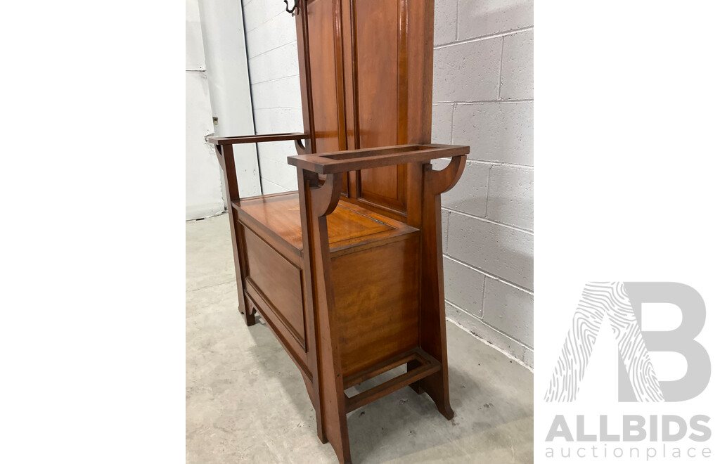Queensland Maple Hall Stand with Lift Up Seat and Mirror