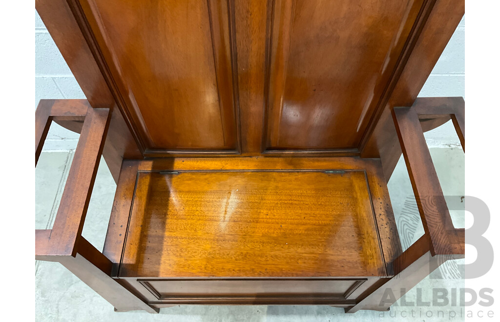 Queensland Maple Hall Stand with Lift Up Seat and Mirror