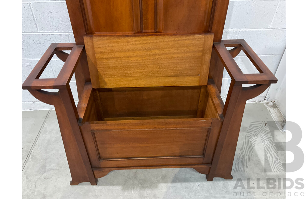 Queensland Maple Hall Stand with Lift Up Seat and Mirror