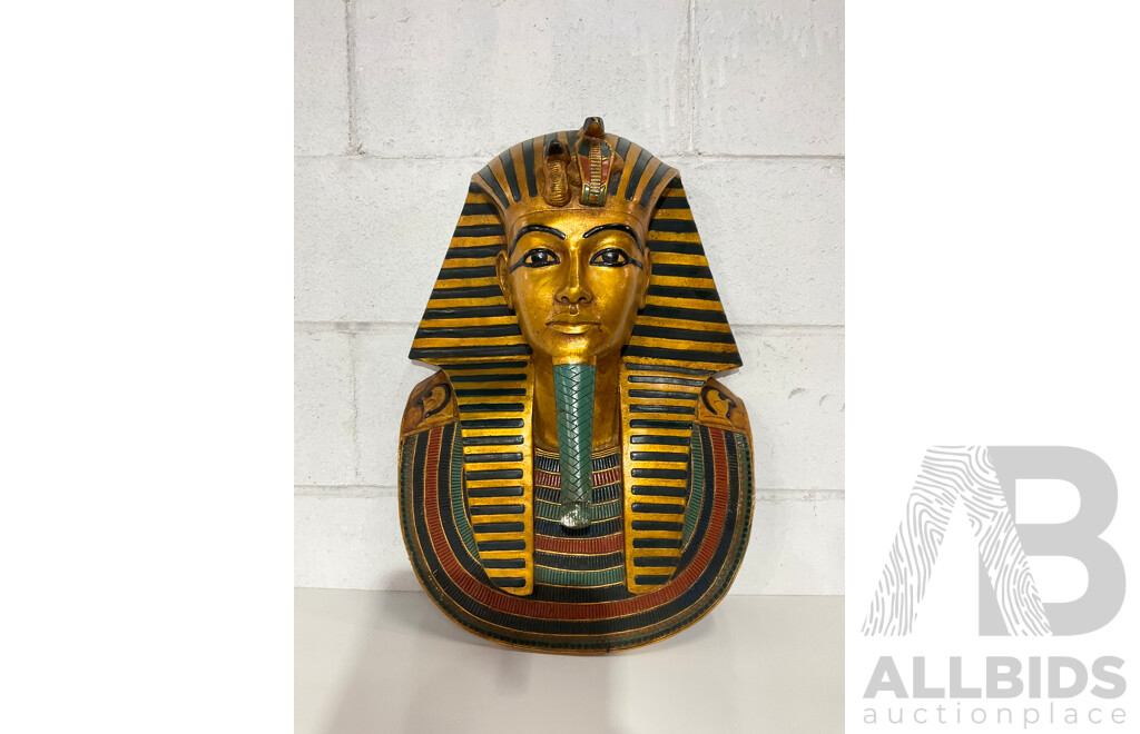 Handpainted Gilt Plaster Burial Mask of King Tutakhamun