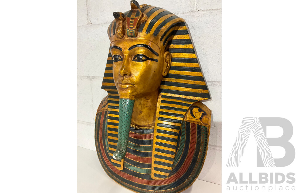 Handpainted Gilt Plaster Burial Mask of King Tutakhamun