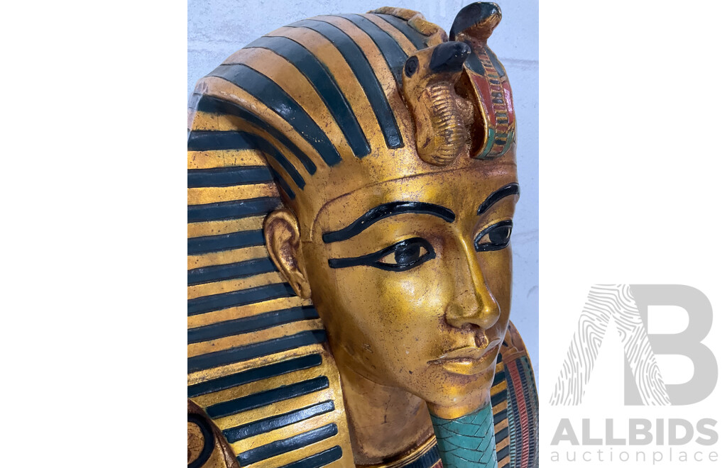 Handpainted Gilt Plaster Burial Mask of King Tutakhamun