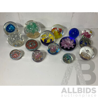 Assorted Glass Paper Weights, Some with Floral Detail - Lot of 15