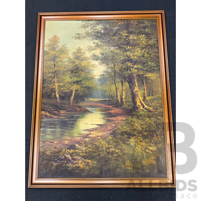 Artist Unknown - “Wilderness River Forest” Framed - Oil on Board