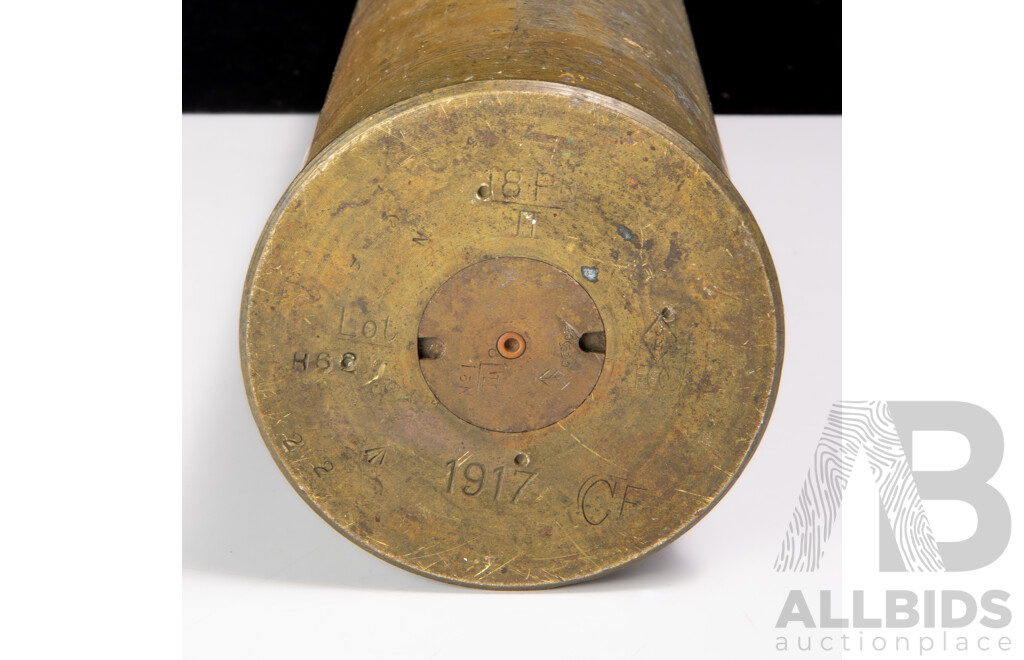 Antique British or Australian Brass 1917 Artillery Shell