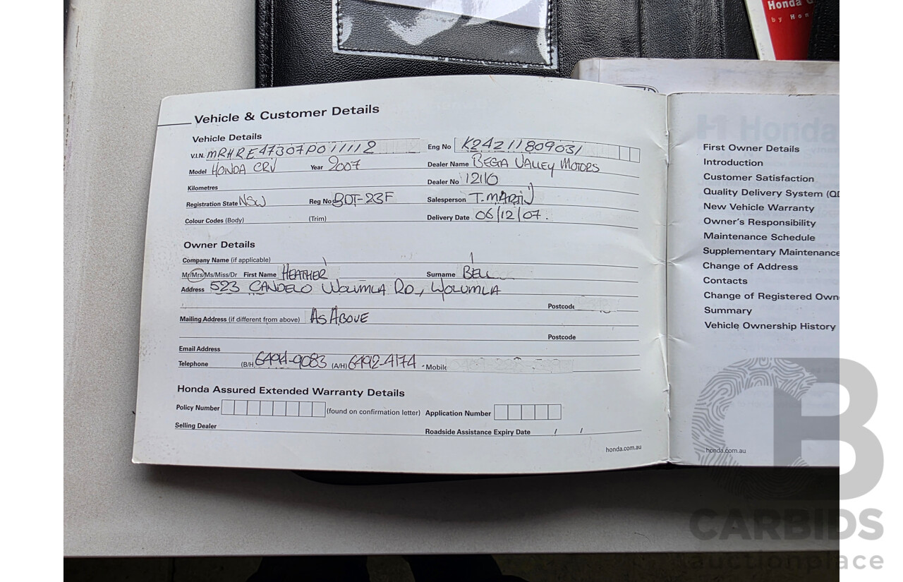 8/2007 Honda CRV (4x4) MY07 4d Wagon Silver 2.4L