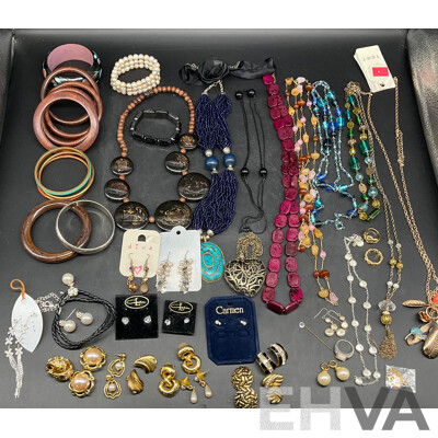 Assorted Costume Jewellery - Bracelets, Earrings, Necklaces, Rings and More   - Lot of 45