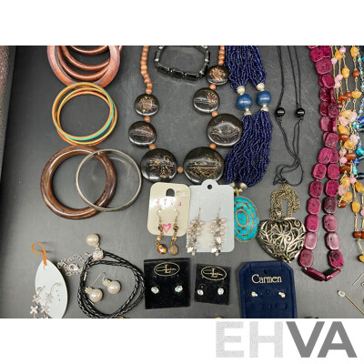 Assorted Costume Jewellery - Bracelets, Earrings, Necklaces, Rings and More   - Lot of 45
