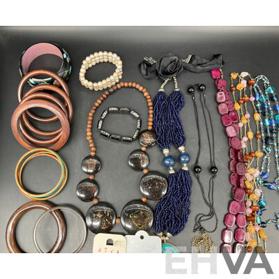 Assorted Costume Jewellery - Bracelets, Earrings, Necklaces, Rings and More   - Lot of 45