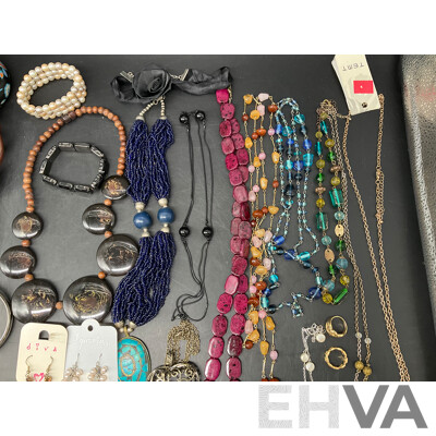 Assorted Costume Jewellery - Bracelets, Earrings, Necklaces, Rings and More   - Lot of 45