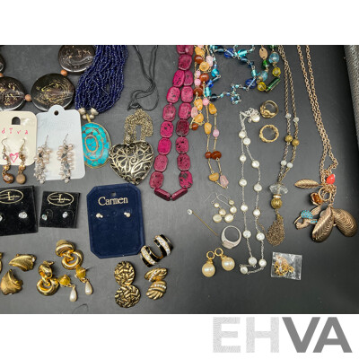 Assorted Costume Jewellery - Bracelets, Earrings, Necklaces, Rings and More   - Lot of 45