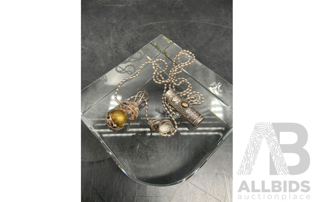 Assorted Costume Silver Tone Jewellery - Earrings, Necklace, Bracelets and Medallions - Lot of 24