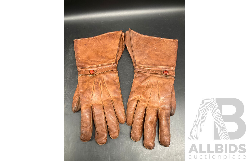 Motorcycle / Driving Gloves -  Leather Lined with Rabbit Fur, Leather Wallet and More  - Lot of 5
