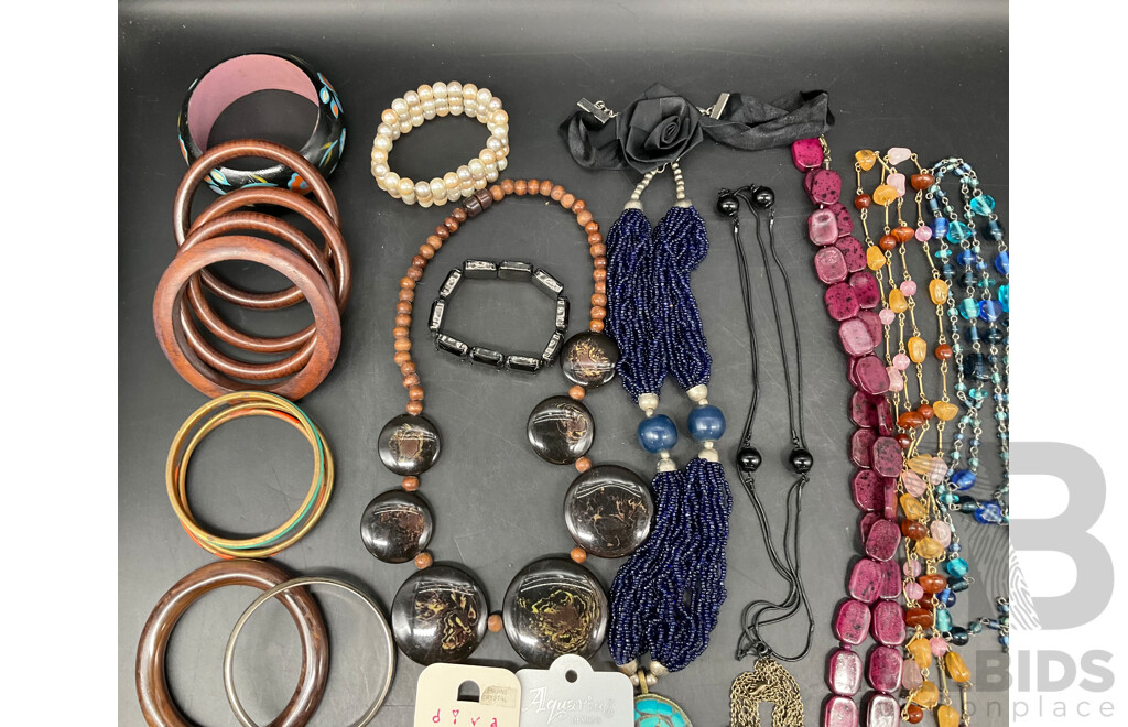 Assorted Costume Jewellery - Bracelets, Earrings, Necklaces, Rings and More   - Lot of 45