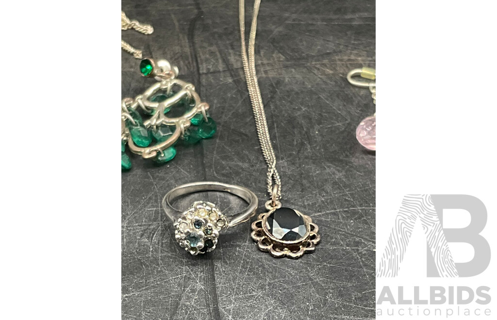 Assorted Costume Jewellery - Earrings, Necklace, Ring - Lot of 24