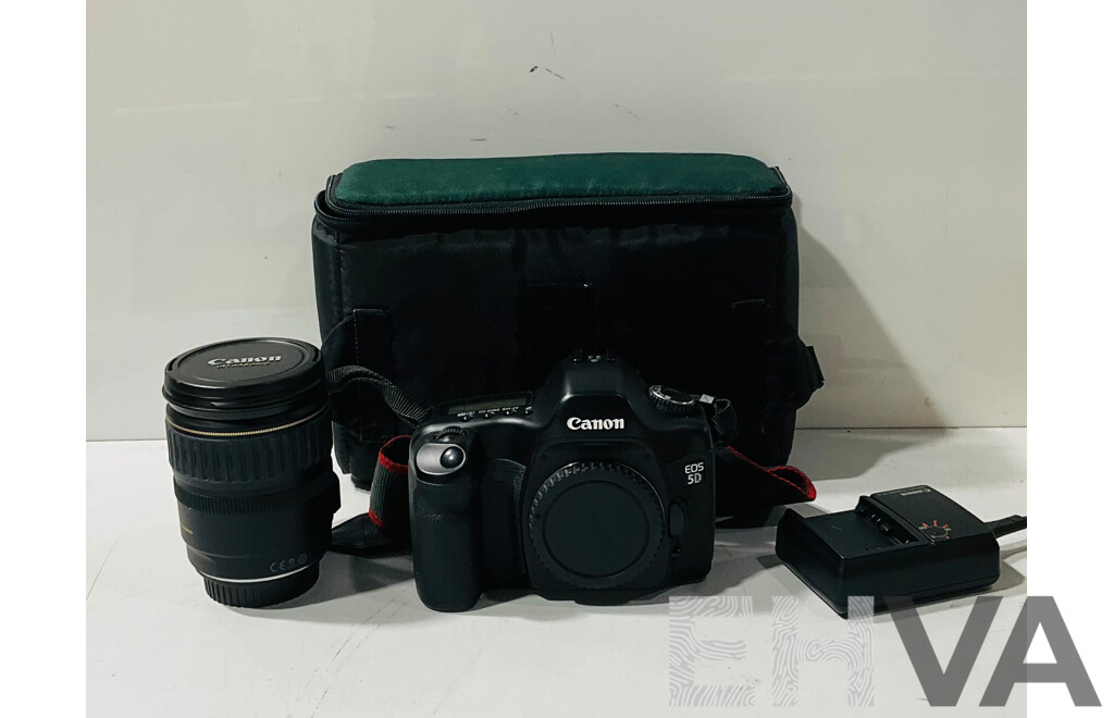 Canon EOS 5D Mark I Digital Camera with Canon Zoom Lens 28 135mm, Spare Battery & Charger, Strap & Case, Instruction Manual