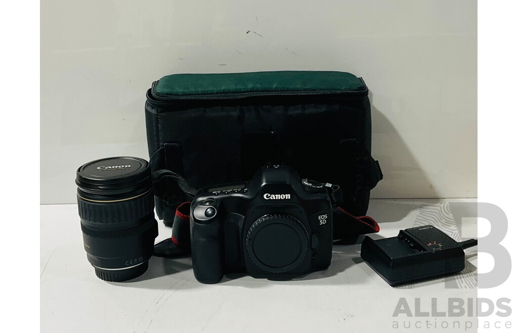 Canon EOS 5D Mark I Digital Camera with Canon Zoom Lens 28 135mm, Spare Battery & Charger, Strap & Case, Instruction Manual