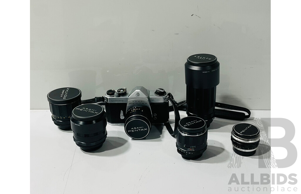 Vintage 1966 Pentax Spotmatic 35mm Camera with Lenses