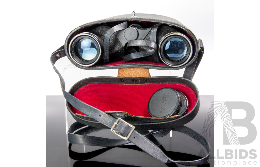 Vintage Asahi Pentax Binoculars, 7x35 Wide Angle, with Case and Lens Covers Circa 1968